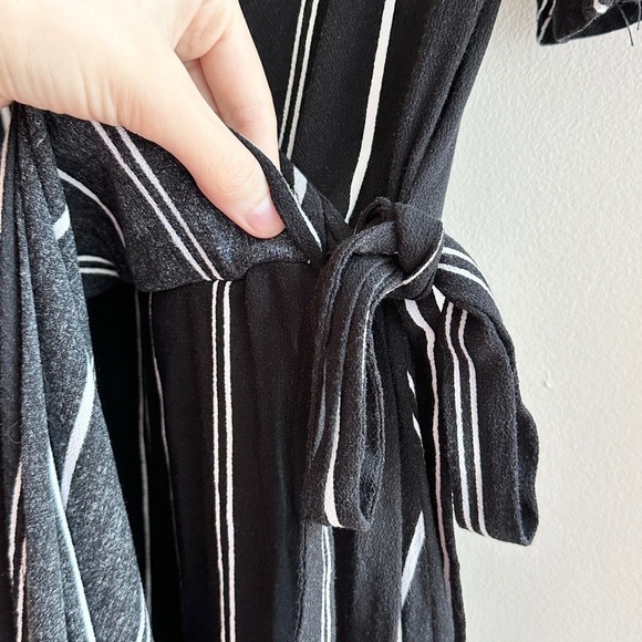 xhilaration Black and White Striped V-Neck Wrap Mini Dress, Size Small - Picture 8 of 16